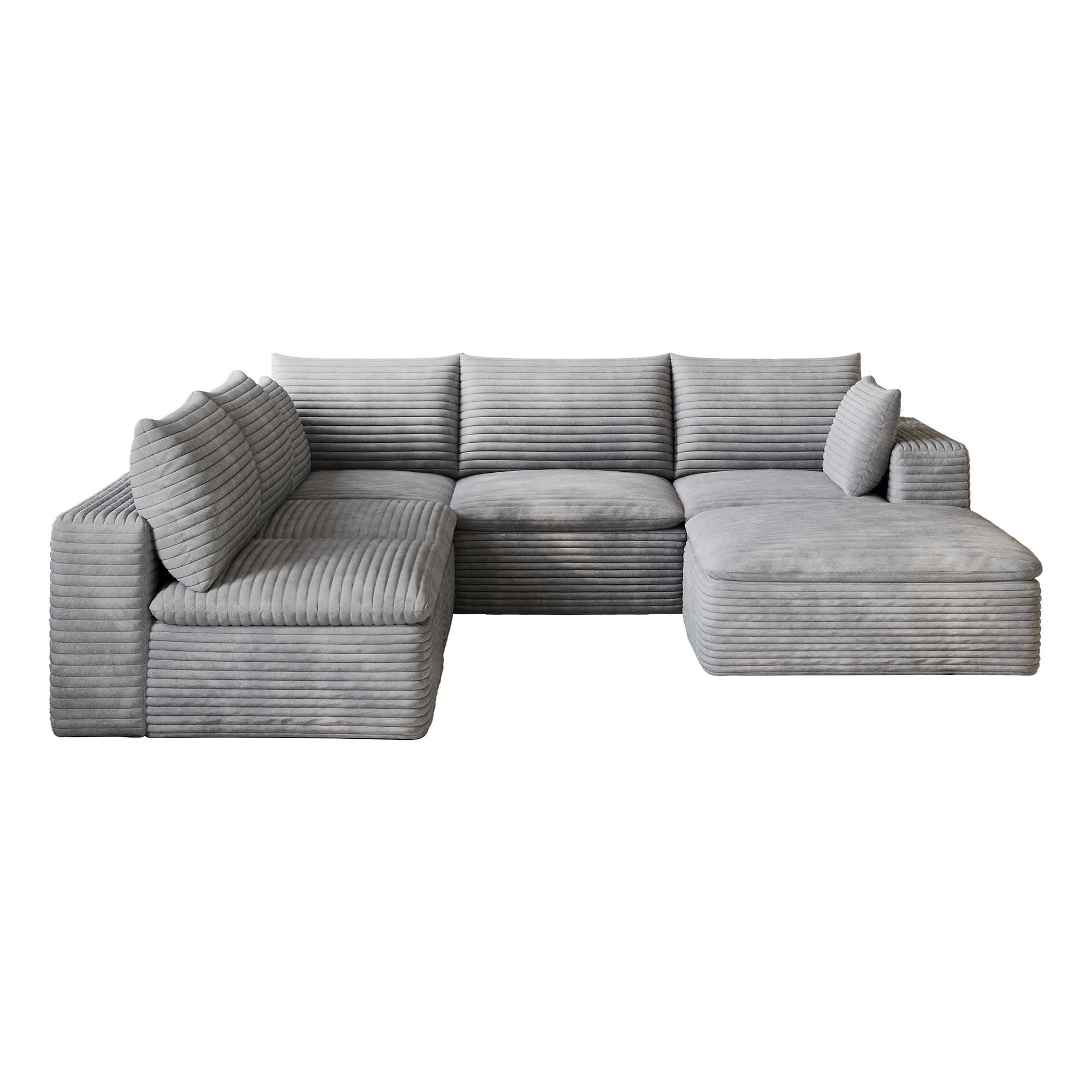 MAYEERTY 99*103" Corduroy Cloud Sofa, Modular Deep Seat Couch with Removable Cushion & Double-Layer Design, No Assembly Leisure Sofa for Home & Office