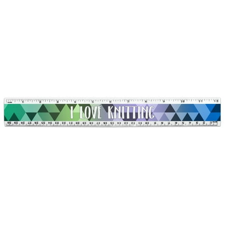 I Love Knitting 12 Inch Standard and Metric Plastic Ruler