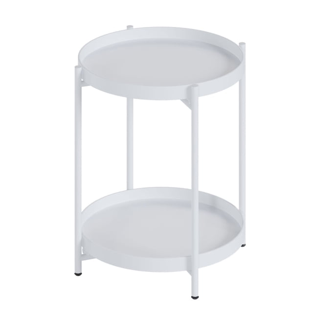 Mubson Mesa Auxiliar. Mesa Lateral Para Sala y Recámara Breda Blanca