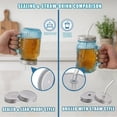 thumbnail image 2 of Mason Jars With Lids And Straws  6 Pack 16 Oz Glass Cups For Cold Beverages Juice Smoothies Iced Coffee Leak-proof Drinking Glasses Sealed & Straw Blue, 2 of 9