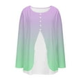 thumbnail image 6 of SMihono Women's Plus Size Fake-Two Piece Shirts Dressy Split Front Loose Blouses Long Sleeve Trendy Casual Gradient Tunic Tops Purple XXXXL, 6 of 6
