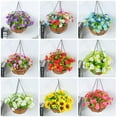 thumbnail image 2 of Artificial Hanging Flowers with Basket, Fake Daisy Flowers in Coconut Lining Hanging Baskets for The Decoration of Patio Lawn, Garden, Indoors, Outdoors, 2 of 8