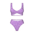 thumbnail image 4 of Rocae Lilac Glittering for Bikini Set for Women Two Piece Sexy High Swimsuits Split Crossover Bikini Large, 4 of 9