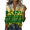 thumbnail image 1 of Tops de Manga Larga de las Mujeres Casual con Impresión Del Día de San Patricio, Blusa de Cuello Giratoria con Botones, Moda de Uso Diario, 1 of 8
