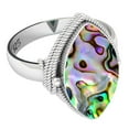 thumbnail image 3 of 925 Sterling Silver Ring Natural Abalone Shell Handmade Jewelry, 3 of 10