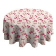 thumbnail image 4 of Pink Bows and Baseballs Pattern Round Tablecloth 60"x60",Wrinkle Wipeable Table Cloth for Kitchen Dining Room Picnic Patio Party, 4 of 6