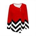 thumbnail image 4 of Jewelreauty Women Long Sleeve V Neck Shirts Striped Pullover Casual Button Cozy Tops Lightweight Outdoor Blouses (M, Red), 4 of 5