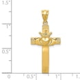 thumbnail image 3 of 14K Yellow Gold Charm Pendant Themed 33 mm 15 Claddagh Cross, 3 of 4