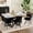 Black Braided Rope, variant on UZUGUL White Oily Waxed Leather Chairs & White Marble Sides & Vertical Wood Center Table 7-Piece Oval Set