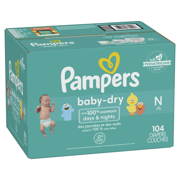 Pampers Baby Dry Diapers Size Newborn, 104 Count (Select for More