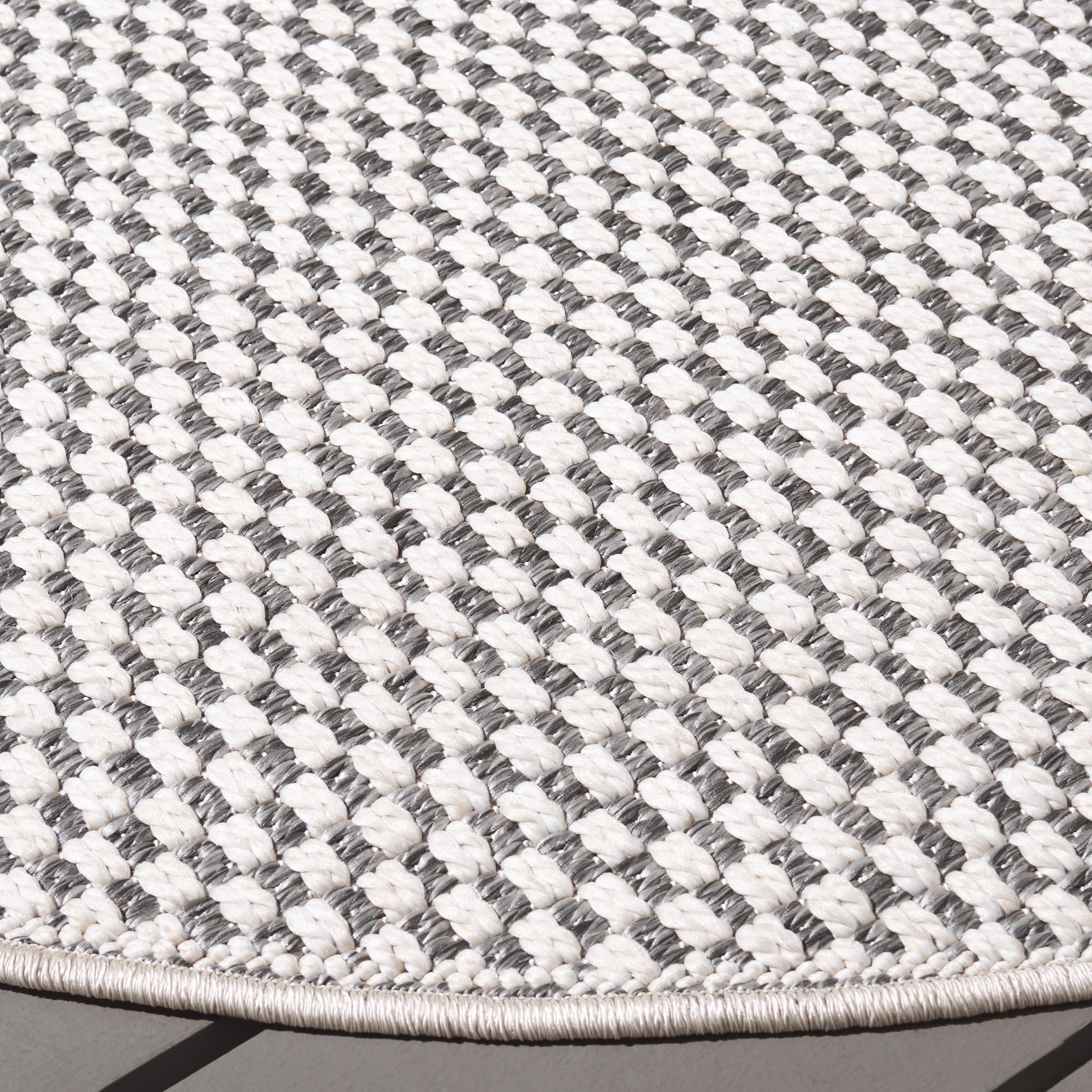 SAFAVIEH Sisal All-Weather Delroy Solid Indoor/Outdoor Area Rug, Grey/Ivory, 6'7" x 6'7" Round