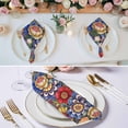 thumbnail image 3 of Boho Blue Flower Cloth Napkins, Spring Bohemia Chic Red Yellow Floral Washable and Reusable Dinner Napkins Set of 6, Table Napkin for Kitchen Party Birthday Wedding Hotel Housewarming 20"x20", 3 of 9