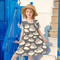 thumbnail image 2 of Cat Cloud Short Sleeve Dress A-Line Cute Midi Casual Sundress 2-8 Years, 2 of 6