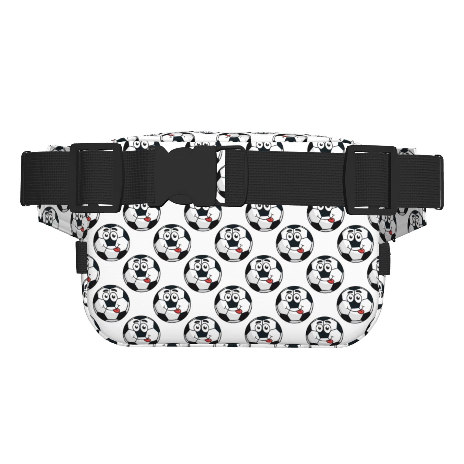 Picia Happy Football Print Square Double-Layer Waist Bag Mini Adjustable Waist Belt Bag Exercise Running Travel Hiking
