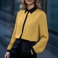 thumbnail image 1 of TaTaai Women Long Sleeve Lapel Button Down Color Block Casual Fashion Top Ladies Daily Lounge Work Wear Soft Breathable No Fading Versatile Stylish Blouse Gift, 1 of 6