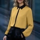 thumbnail image 2 of Tops de Manga Larga de las Mujeres Botón Casual Patchwork Up Turndown Collar Blusa Top de Moda de las Mujeres Tops de Manga Larga, 2 of 6