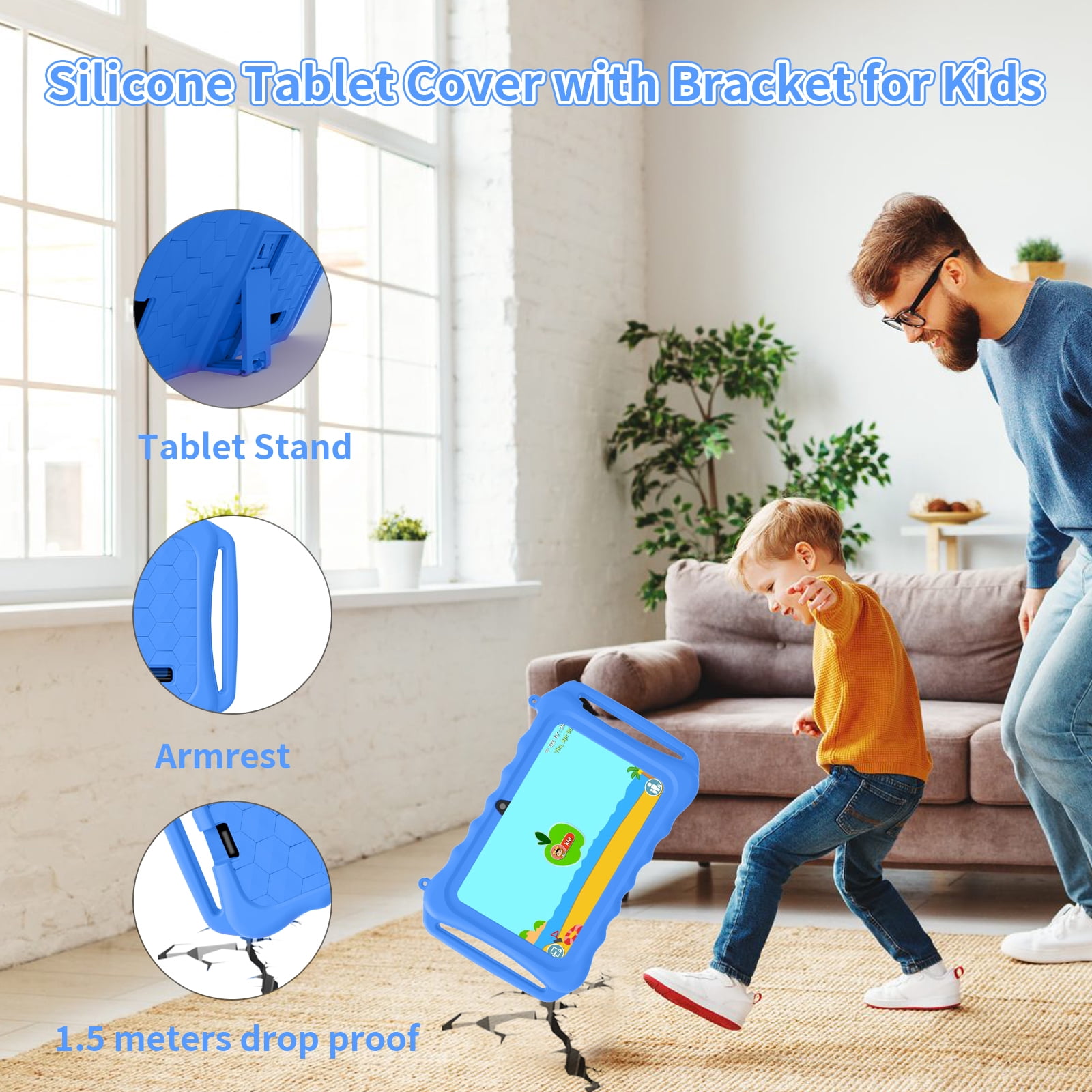 Kids Tablet, 7 inch Android 11 Tablet for Kids, 6(2+4) GB RAM 32GB ROM, Toddler Tablet with Bluetooth, GPS,WiFi,Parental Control, Dual Camera,Shockproof Case,Kids App Pre-Installed