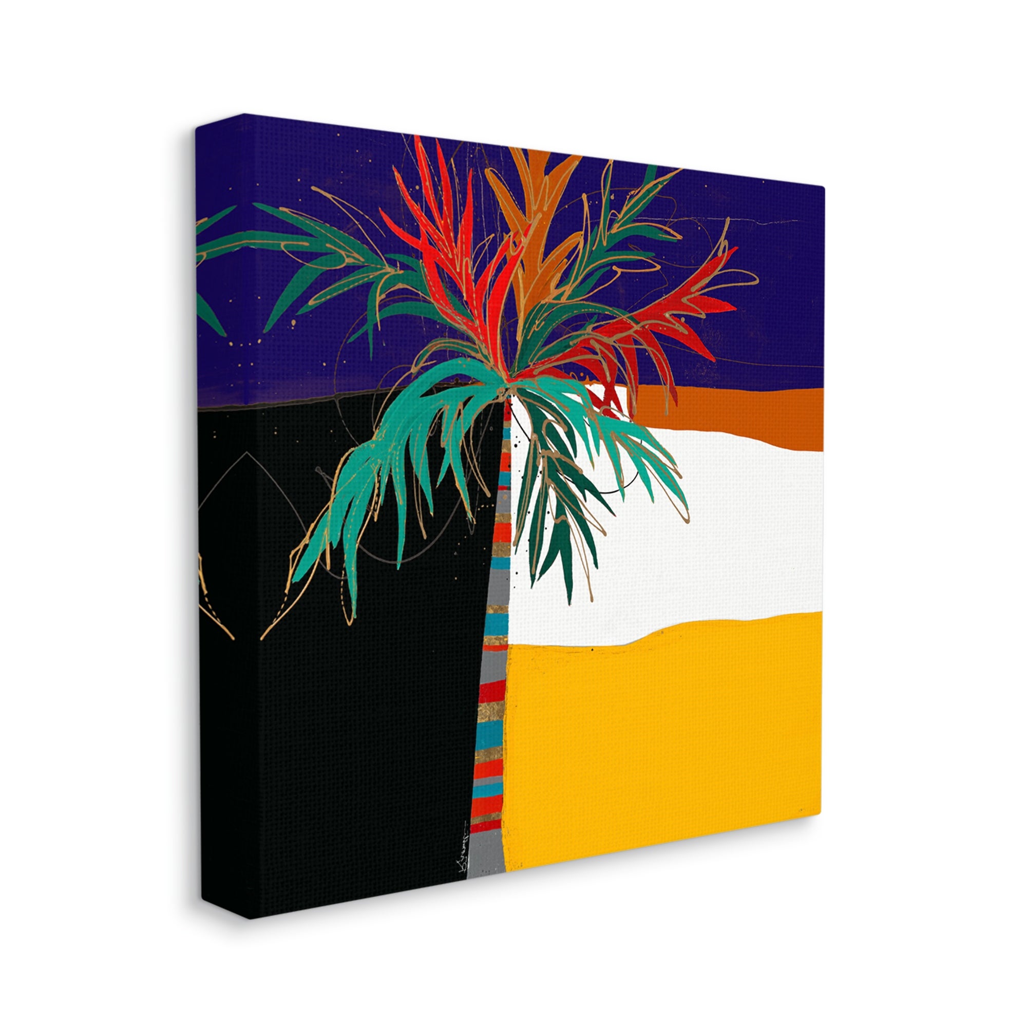 Stupell Industries Abstract Tropical Palm Tree Bold Blocked Pattern, 30 x 30,Design by Third and Wall