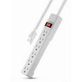 thumbnail image 2 of Hyper Tough 6-Outlet Indoor Power Strip, 8 ft Extension Cord, ETL Certified, White, 2 of 13