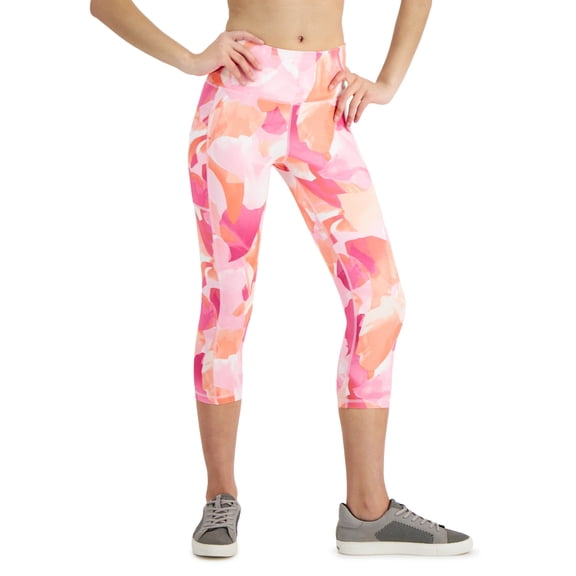 ID Ideology Women's Compression Petal Print Side Pocket Cropped Leggings Pink Size X-Small