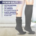 thumbnail image 2 of MDR Women's Extra Long Heavy Slouch Cotton Socks Made in USA 1 Pair Size 9 to 11 (Gray), 2 of 7
