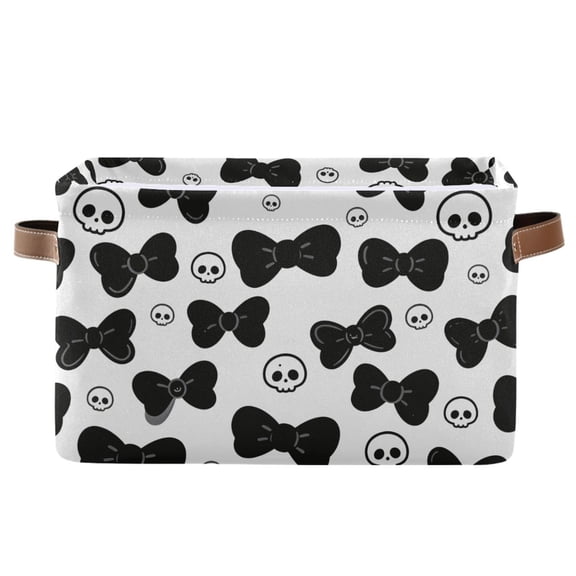 Black Bow Foldable Storage Large Fabric Storage Baskets Organizer Storage Bins with Handles for Home Office