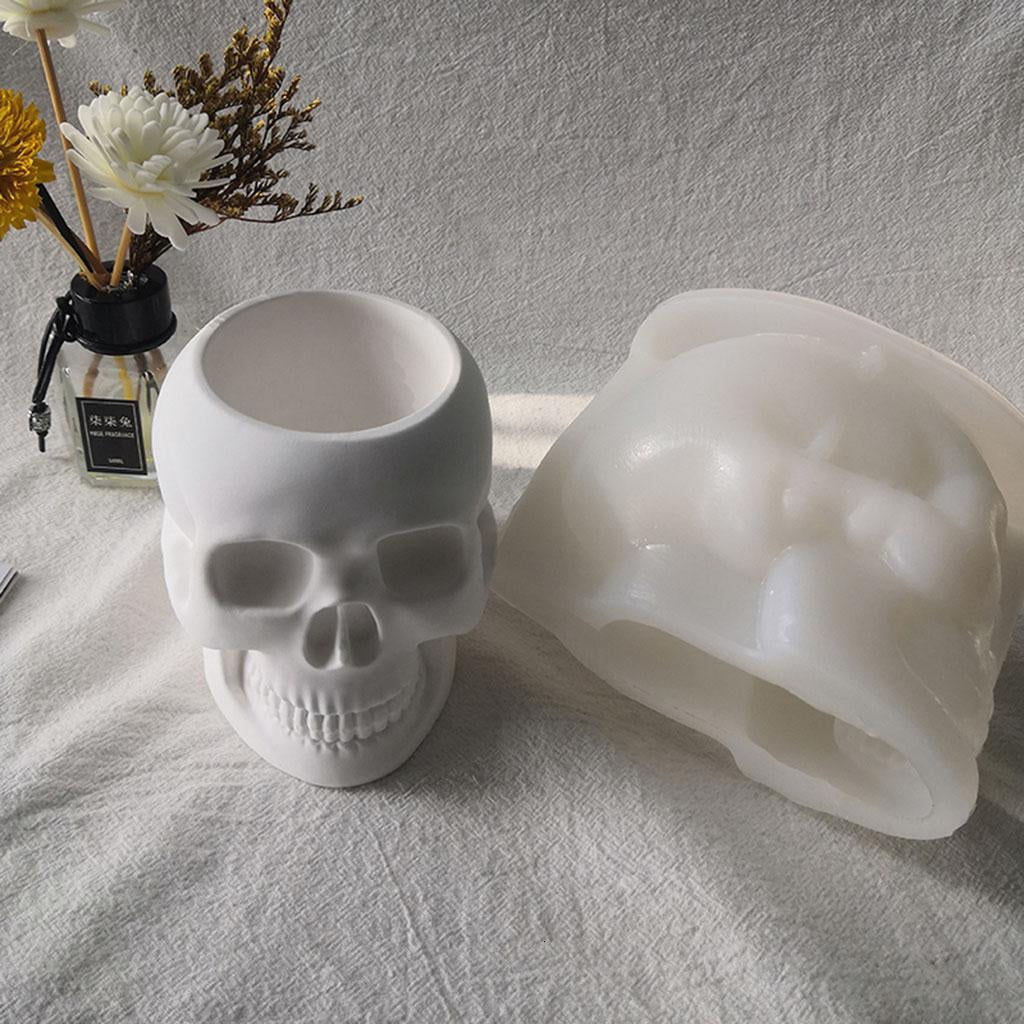 Osdhezcn Crystal Epoxy Skull Flower Pot Silicone Mold, Plaster Concrete Cement Resin Vase Mould for for DIY Resin Polymer Clays