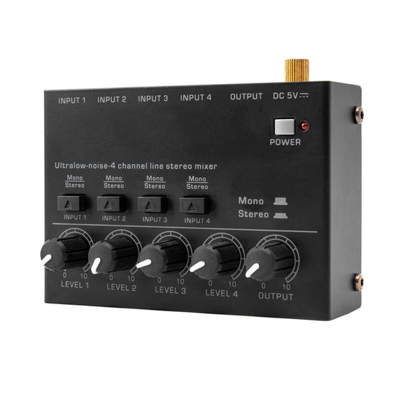 Ultra Low Noise 4 Channel Line Stereo Mixer US PLUG