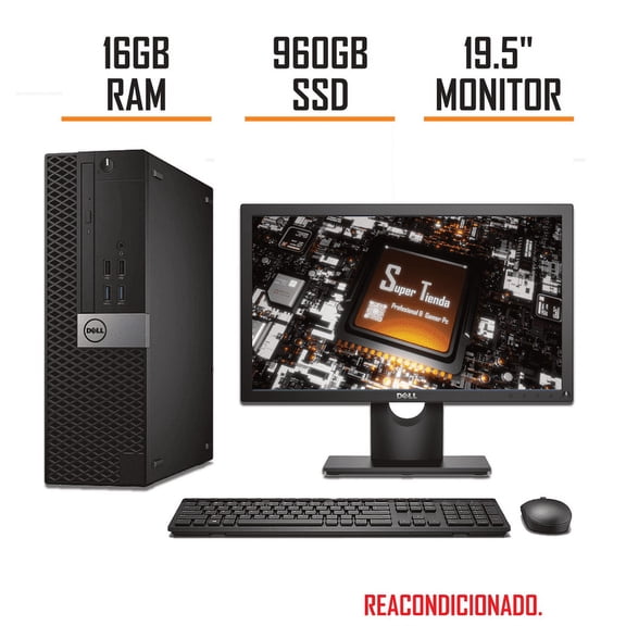 PC computadora Optiplex Dell  Intel core i5 RAM 16GB SSD 960GB monitor 19.5" (Reacondicionado)