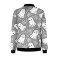 thumbnail image 4 of Print Jackets for Women Breast Cancer Awareness Coat Long Sleeve Fashion Loose Stand Collar Full Zip Jacket (Gray S), 4 of 5