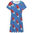 thumbnail image 3 of Fun Rocket Pop Popsicle Pattern Short Sleeve Dress Women Summer Evening Dresses Ladies Sundress, 3 of 7