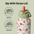 thumbnail image 2 of BOTTLE BOTTLE 32oz Insulated Water Bottle Stainless Steel Sport Water Bottle with Straw Dual-use Lid Design for Gym with Pill Box（rose red）, 2 of 7