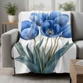 thumbnail image 2 of Blue Spring Floral Blanket Soft Cozy Warm Throw Blanket for Couch, Plush Fuzzy Flannel Fleece Blankets for Sofa, Wildflower Garden Botanical Bed Blankets Lightweight Gifts for Women, 30"x40", 2 of 9