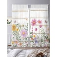 thumbnail image 3 of Sheer Curtain Panels Flowers Butterfly Rod Pocket Voile Window Curtains Floral Wood Window Treatments Ligh Filtering Privacy Curtain Drapes for Bedroom Living Room 2 Panel Set 96 Inch Length,, 3 of 9