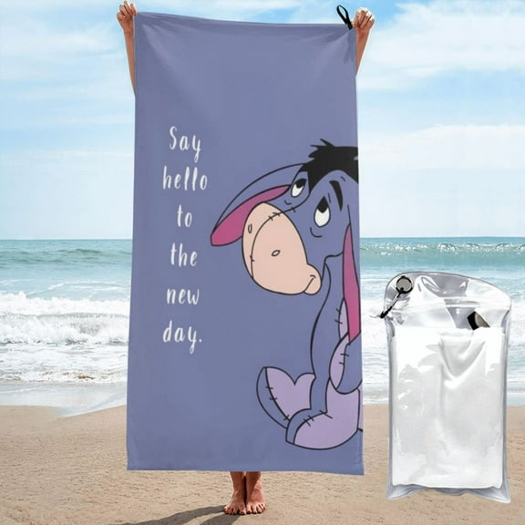 Eeyore Beach Towel, Cartoon Absorbent Soft Quick Dry Towels for Travel Sports, Microfiber Sand Free Swim Pool Bath Towel for Adult Boys Girls 27.5"X55"