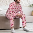 thumbnail image 7 of Fuzoiu Strawberries Print Men's Long-Sleeved Pajama,Lounge Button Down Nightwear,Mens Notch Collar Pajama Set -Small, 7 of 7