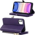 thumbnail image 6 of Compatible with iPhone 11 Wallet Case,Detachable 2 in 1 Magnetic [9 Card Slots] Removable Wrist Strap Zipper Wallet Shockproof Kickstand Multi-Function PU Leather Case for iPhone 11,6.1" Purple, 6 of 16