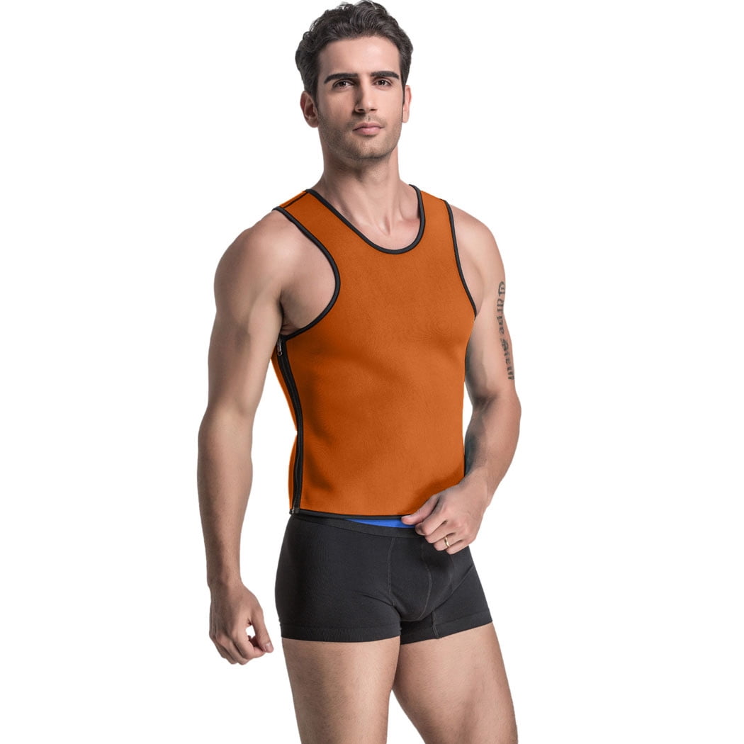 Mens Sweat Neoprene Slimming Waist Trainer Sport Tank Top Shirt