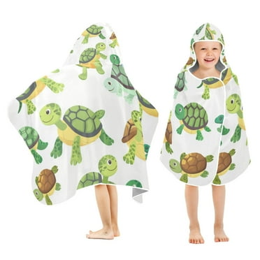 Cute Baby Turtles Toddler Hooded Beach Towel 24" x 50" Kids Bath Towels Soft Quick Dry for Swim Pool Boys Girls