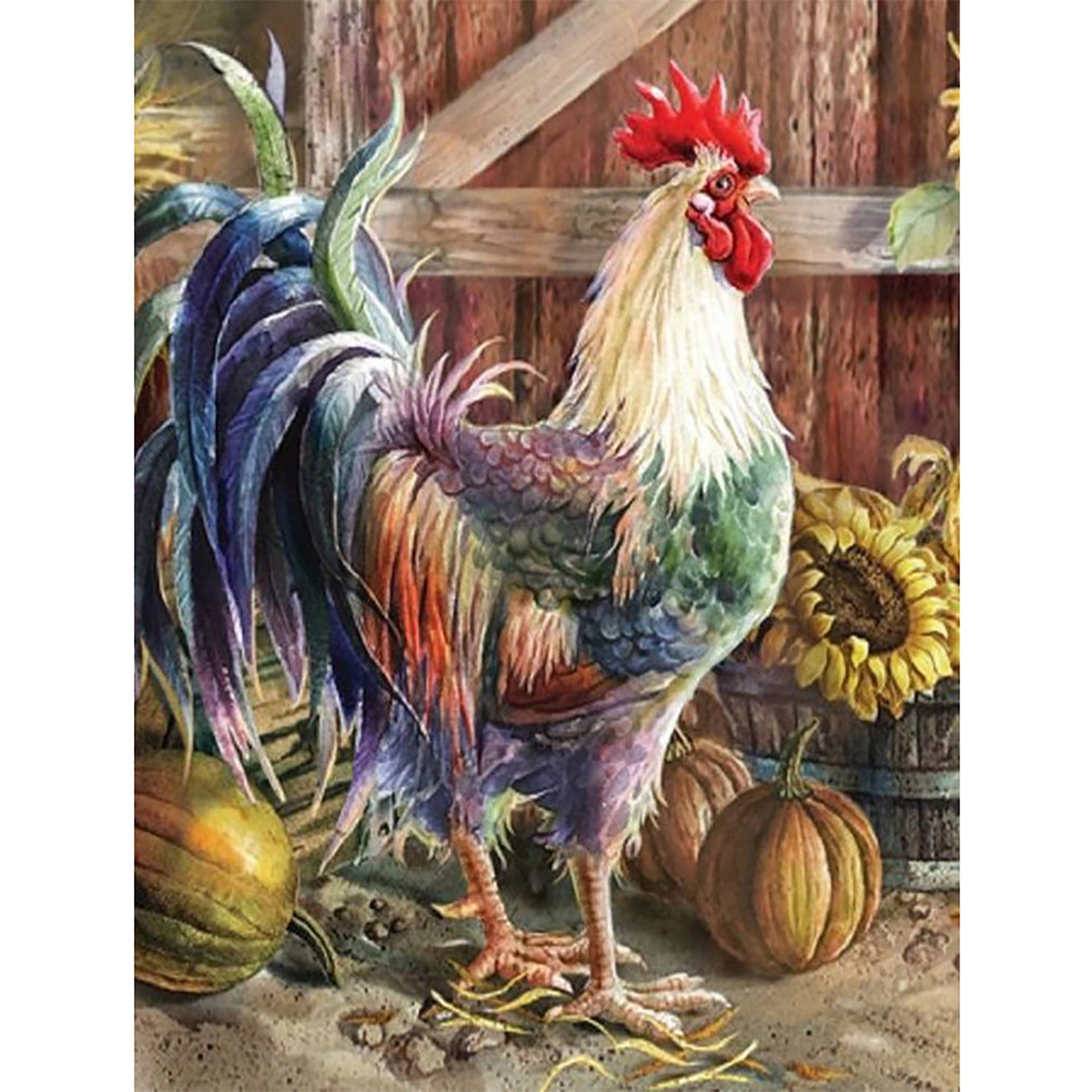 YouCY Chicken 5D DIY Diamond Painting Cock Animal Cross Stitch Crafts Decor Gifts for Adults Office Home Bedroom Decoration 