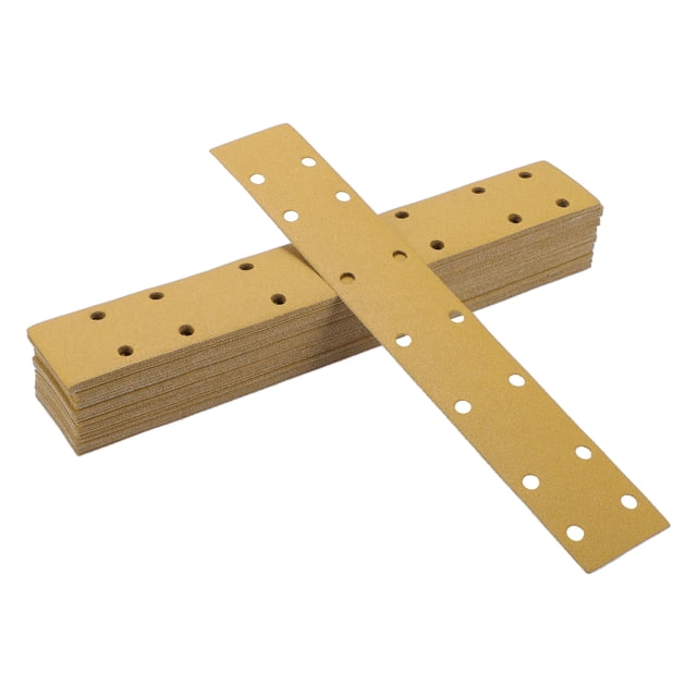 Unique Bargains 50Pcs Discos de Lijado Impermeables Húmedos y Secos con Gancho y Bucle para Acabado Automotriz 2.76 Pulgadas x 16.54 Pulgadas 80 Grano 14 Agujeros Amarillo Óxido de Aluminio