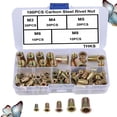 thumbnail image 1 of Mobutofu 100 Pcs Écrous à Rivets Assortiment Écrous Plats en Acier au Carbone pour Décoration, 1 of 7