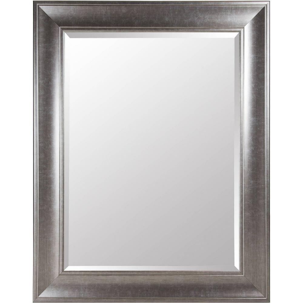 Beveled Wall Mirror with Brushed Nickel Frame 39"x49" by Gallery