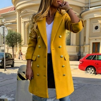 XFLWAM Trench Coats for Women Oversized Lapel Double Breasted Pea