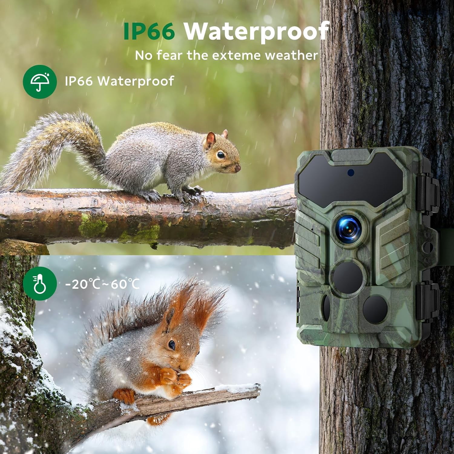 CAMPARK Trail Camera 1080P Deer Hunting Game Camera with Infrared Night Vision Fast Trigger Time Motion Activated Waterproof IP66 120° Wide Angel 2.4" LCD Trail Wildlife Camera