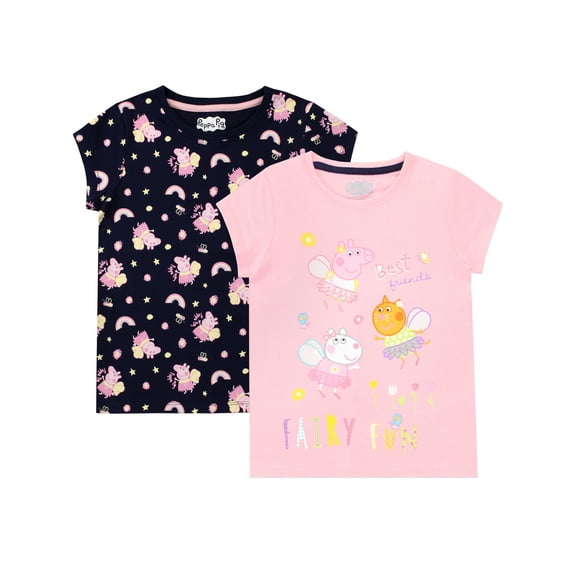 Peppa Pig Girls Fairy Fun T-Shirts 2 Pack Pink Sizes 18M-8