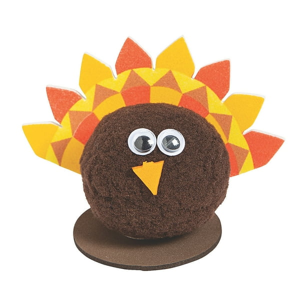 Thanksgiving Turkey Pom Pom 12 Craft Kits 12 Pieces Walmart Com Walmart Com
