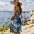 thumbnail image 2 of Garronmavis Palm Tree Couple Matching Hawaiian Outfits Mens Short Sleeve Shirt Size XL and Women's Tank Dress Polyester Casual Sleeveless Sundresses, 2 of 7