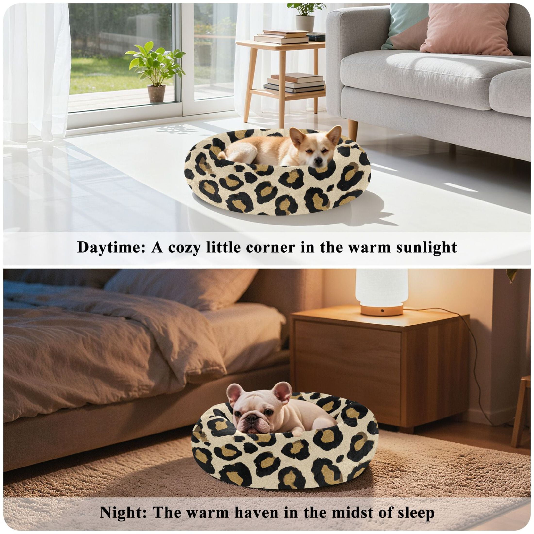 Pet Bed Pet Mat Cozy Removable & Washable Comfort For Cats And Dogs Leopard Print Vector