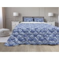 thumbnail image 1 of Fantasy World Comforter & Sham Bedding Set, Unicorns Fantasy World Cloud Silhouettes Floral Ornaments Pattern, 3 pcs Duvet Set Microfiber Filling Quilt, 5 Sizes, Ceil Blue Pale Blue, by Ambesonne, 1 of 4